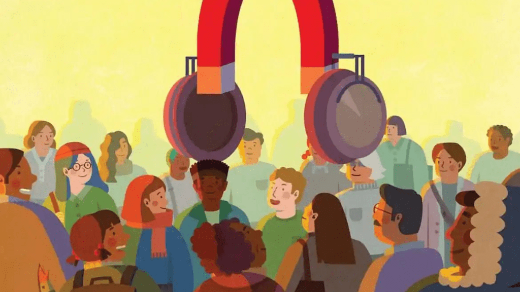 Ai image peoples are hearing some announcement about Diverse Audiences