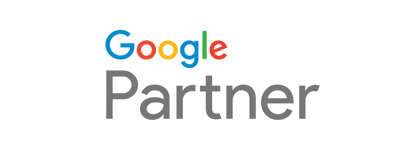 Google Partner badge with the colorful Google logo above the gray word 'Partner' on a black background