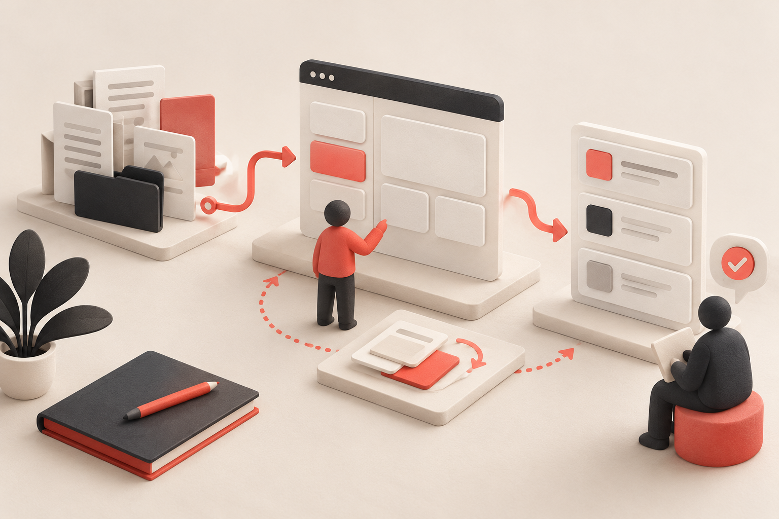 AI prototype connecting input documents, an application interface and user feedback